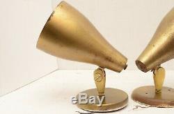 Pair Mid century modern BRASS LAMPS MCM SPACE AGE SPOTLIGHT wall sconce set of 2