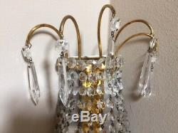 Pair Of European Crystal 3 Bulb Vintage Wall Sconce Light Fixtures
