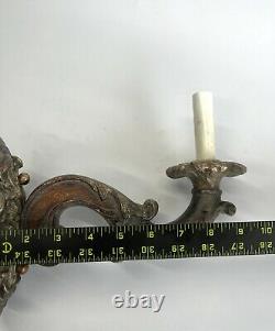 Pair Of Fine Art Lamps Miami Gold Gilt Wall Sconces Lights Antiqued Finish