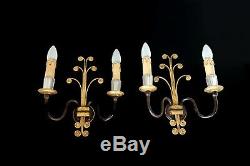 Pair Of Fine Vintage Sconces Wall Lamps Hollywood Regency Maison Bagues (attr.)