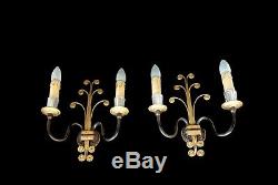 Pair Of Fine Vintage Sconces Wall Lamps Hollywood Regency Maison Bagues (attr.)
