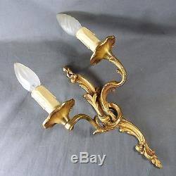 Pair Of French Antique Massive Bronze Roccoco Style Candle Wall Sconces Lights