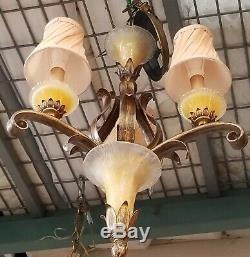 Pair Of Maitland Smith Style Luminaire Gold to Clear Glass Wall Sconces H 15