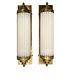 Pair Of Vintage Antique Art Deco Brass & Milk Glass Rod Light Wall Sconce Lamp