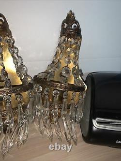 Pair Of Vintage Electric Italian Chandelier Wall Sconces
