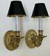 Pair Stately Gilt Brass French Swan Bouillotte Wall Sconce Sconces Lamp