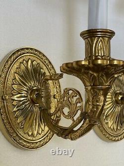 Pair Stately Gilt Brass French Swan Bouillotte Wall Sconce Sconces Lamp