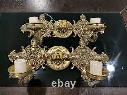 Pair Vintage Brass Wall Sconce Light Fixture Made In Spain