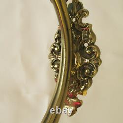Pair Vintage Copper and Brass French Horn Candle Wall Sconces