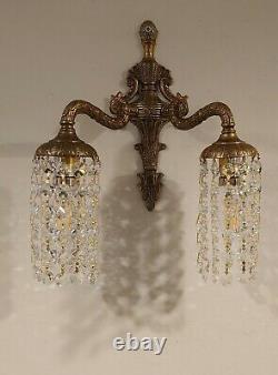 Pair Vintage Double Arm Wall Lights / Down Lights/Crystals 2 Pairs Available