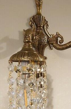 Pair Vintage Double Arm Wall Lights / Down Lights/Crystals 2 Pairs Available