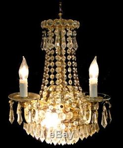 Pair Vintage Hollywood Regency Crystal Prisms Wedding Cake Wall Sconces Lamps