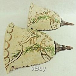 Pair Vintage Miranda Feiss 12 Hand Painted Gold Electric Wall Light Sconces