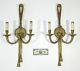 Pair Wall Sconce Brass Bronze 2 Arms Gold Gilded Spain Vintage