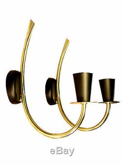 Pair Wall Sconces ARLUS Royere Modernist Brass Mid Century Gilded Guariche