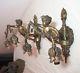 Pair antique ornate gilt bronze figural cherub putti electric wall sconce brass