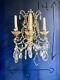 Pair ofAntique French Crystal Beaded Candelabra Wall Sconce Mirror ITALIAN
