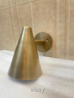 Pair of 2 Antique Brass Cone Light Sputnik Wall Fixture Mid century wall Sconce