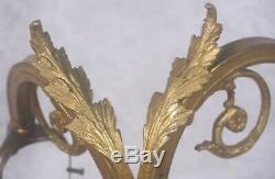 Pair of 2 French Empire Style Bacchus Man Face Gilded Brass Lamp Wall Sconces