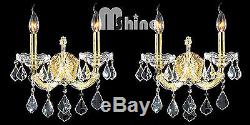 Pair of 2-Light Gold Finish D 12 H 16 Maria Theresa Clear Crystal Wall Sconce