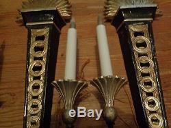 Pair of 2 Mid Century Modern Palladio Italy Wall Sconces with Handmade Wood