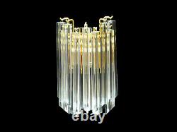 Pair of 2 Murano Glass Wall Sconces, each with 9 glass prisms, Venini Style