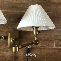 Pair of 2 Robert Abbey Brass Kinetic Swing Arm Lamp Industrial light wall sconce