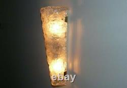 Pair of 2 fantastic triangular wall sconces, frosted glass, Hillebrand- Germany
