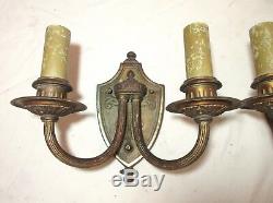 Pair of 2 quality antique gilt bronze ornate empire electric wall sconce brass