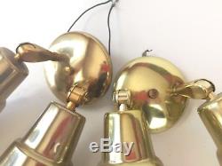 Pair of 2 vintage double gold Cone mid century modern Wall Sconce lamp light 50s