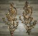 Pair of 35 x 16 Vintage Ornate Gold/ Brass Tone Syroco 5 Arm Wall Candle Sconce