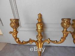 Pair of ANTIQUE French Solid BRONZE WALL CANDLE SCONCES