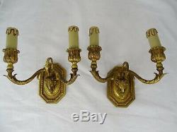 Pair of Antique French Bronze Wall Sconces Ram Heads