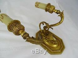 Pair of Antique French Bronze Wall Sconces Ram Heads