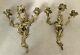 Pair of Antique French Rococo Bronze Candle Wall Sconces