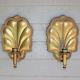 Pair of Antique French wall sconces, hammered gilded copper