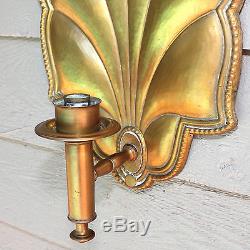 Pair of Antique French wall sconces, hammered gilded copper