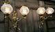 Pair of Antique Gilt Bronze Wall Sconces with Acid Etched Cut Glass Shades