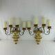 Pair of Antique Italian Giltwood 4-Light Wall Sconces with Iron Twist Arms French