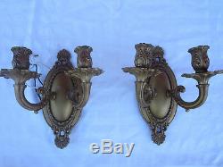 Pair of Antique Style Small Electric Wall 2 Light Sconces