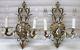 Pair of Brass & Crystal Regency Style Sconces Vintage Antique Style Wall Lights