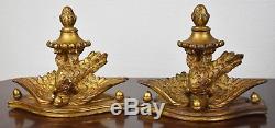 Pair of Carved Gilt Eagle Wall Sconces Shelves Brackets Federal Style
