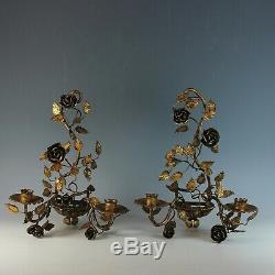 Pair of Elegant Floral Wall Candle Sconces
