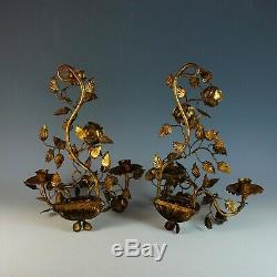 Pair of Elegant Floral Wall Candle Sconces