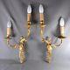 Pair of French Antique Bronze Roccoco Style Candle Wall Sconces Lights