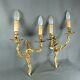 Pair of French Antique Bronze Rococo Chateau Style Wall Sconces Lights