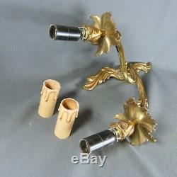 Pair of French Antique Bronze Rococo Chateau Style Wall Sconces Lights