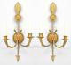 Pair of French Empire Style (20th Cent.) Gilt Bronze 2 Arm Wall Sconces