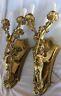 Pair of French Style Bronze Wall Sconces, Caryatides 3 Arm, Stamped F. B. A. I