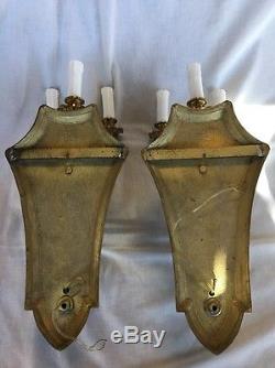 Pair of French Style Bronze Wall Sconces, Caryatides 3 Arm, Stamped F. B. A. I